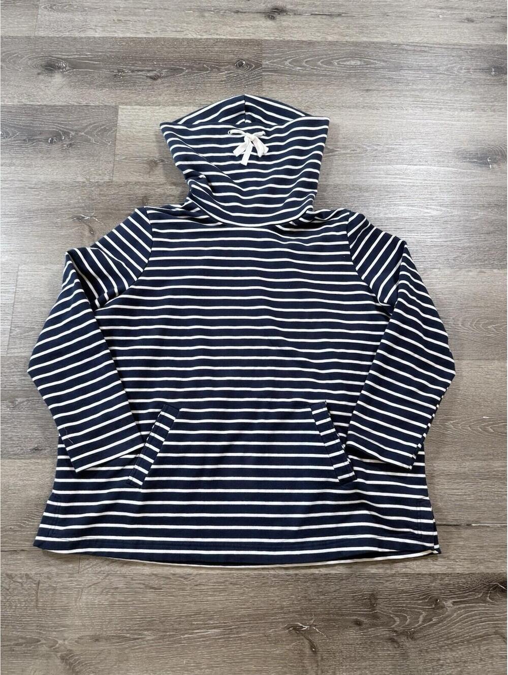 Avon Navy Blue & White Striped Sweatshirt With Cowl Neck And Pockets Size 22W-24